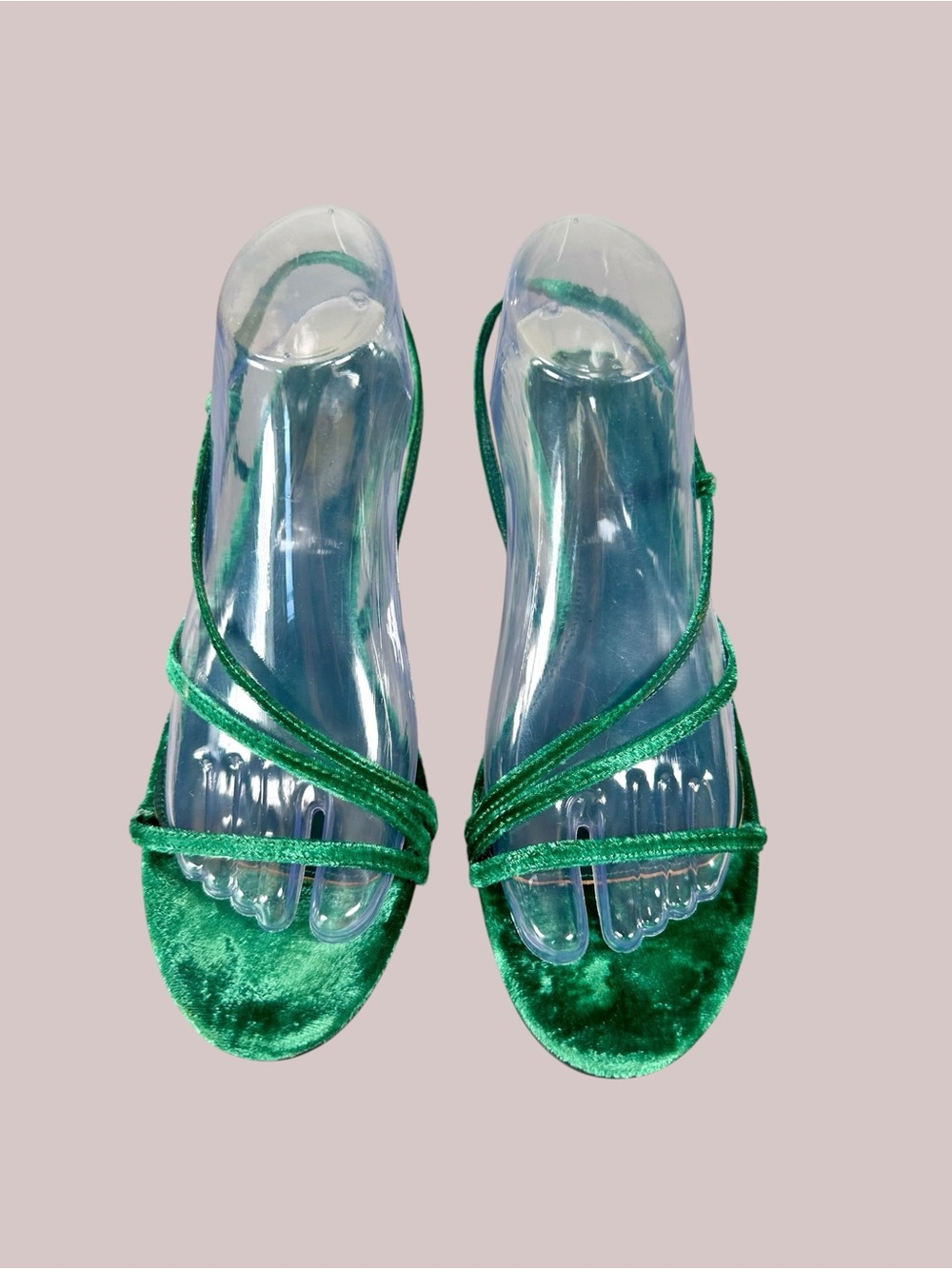 Reformation Green Marylou Velvet Slingback Sandals
